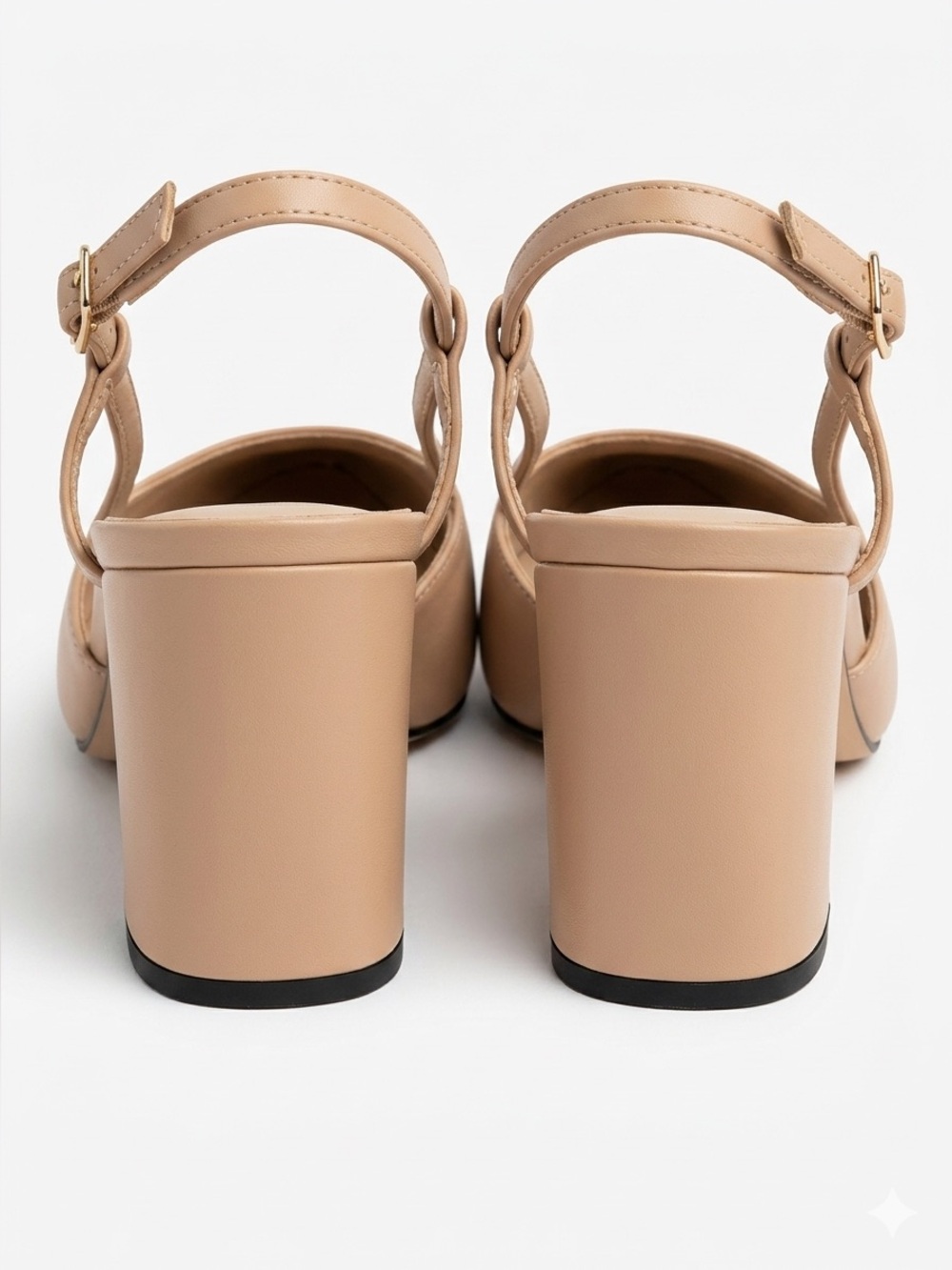 Unisa Unhavie Slingback Block Heel Pumps Nude & Black 7.5 Block Heel - Picture 5 of 9